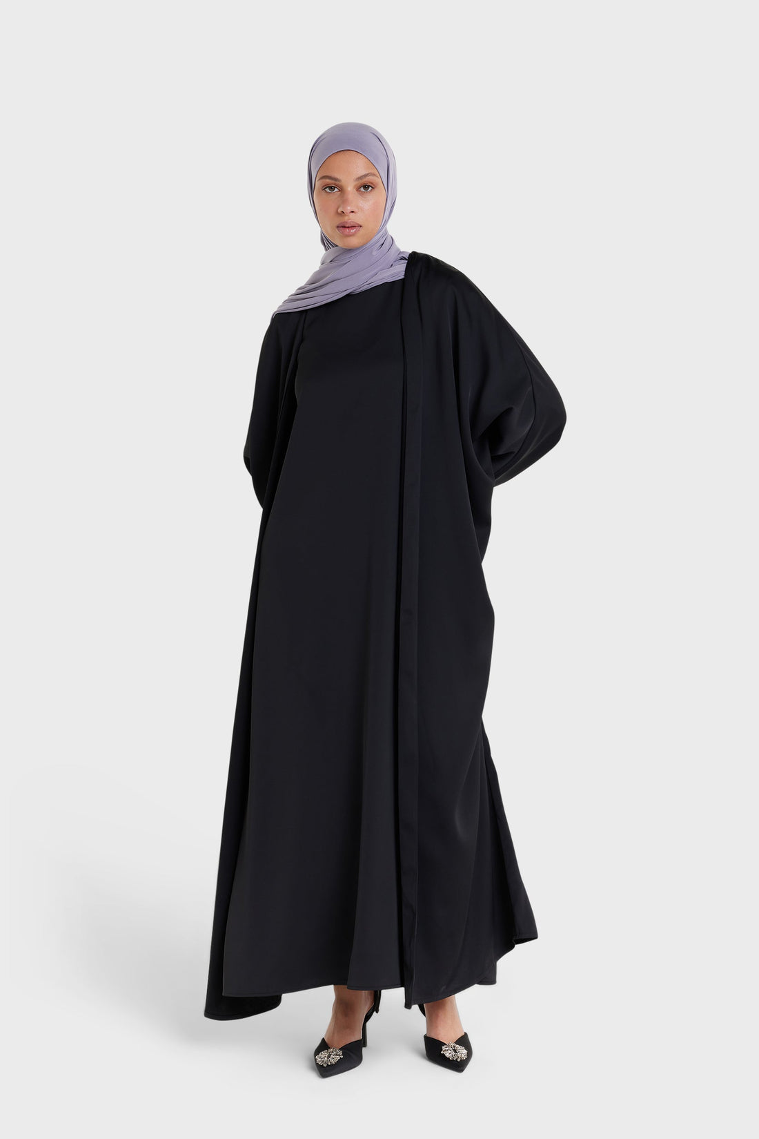 Matt Satin Fledermausärmel Abaya | Schwarz