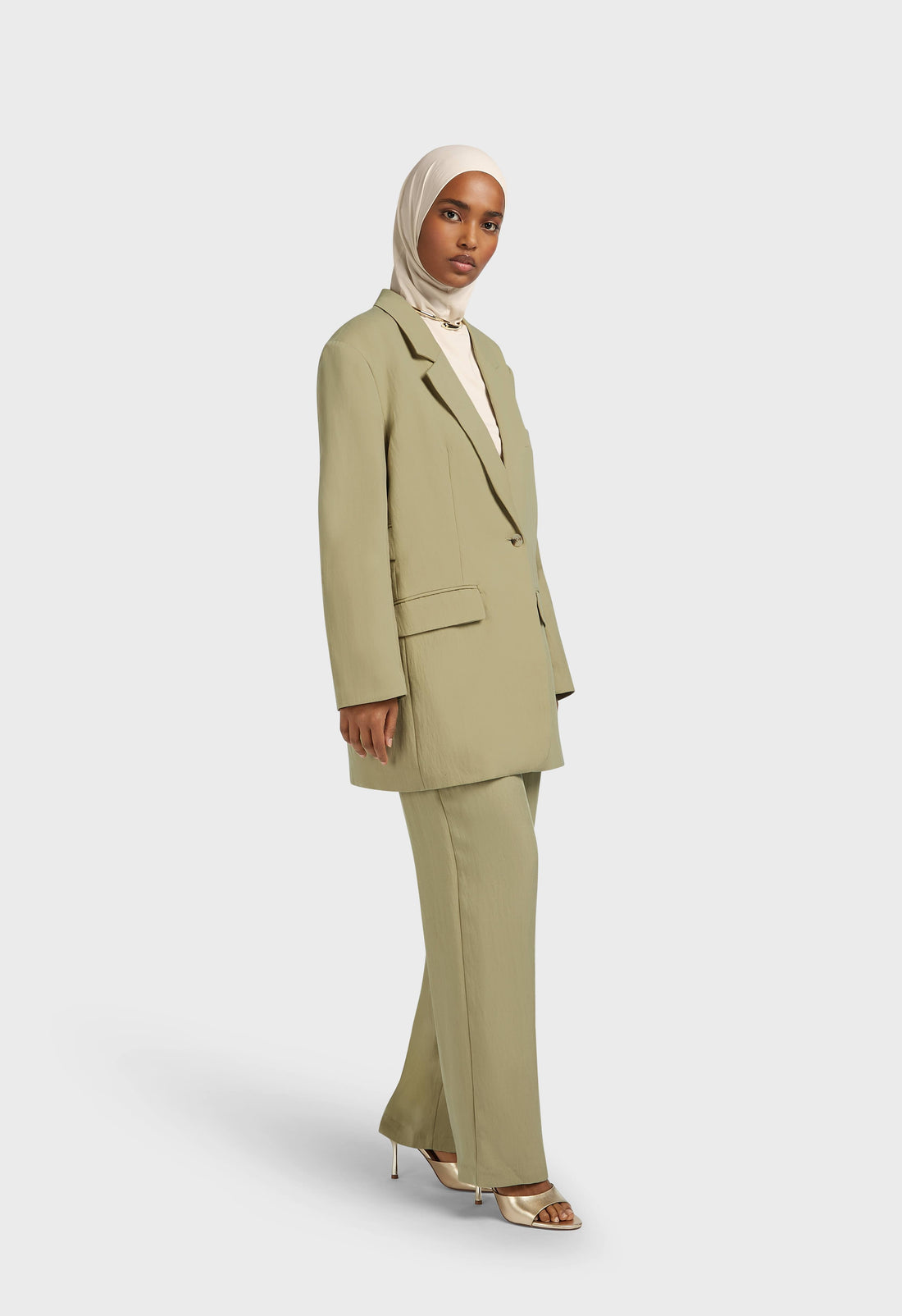 Box Fit Blazer | Grau Grün