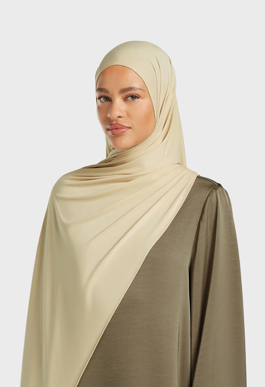 Atmungsaktiver Jersey-Schal | Brauner Reis