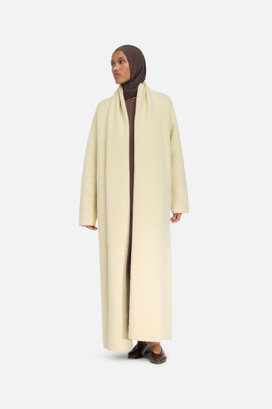 Gebürstete Trikot-Abaya | Wolkenweiß