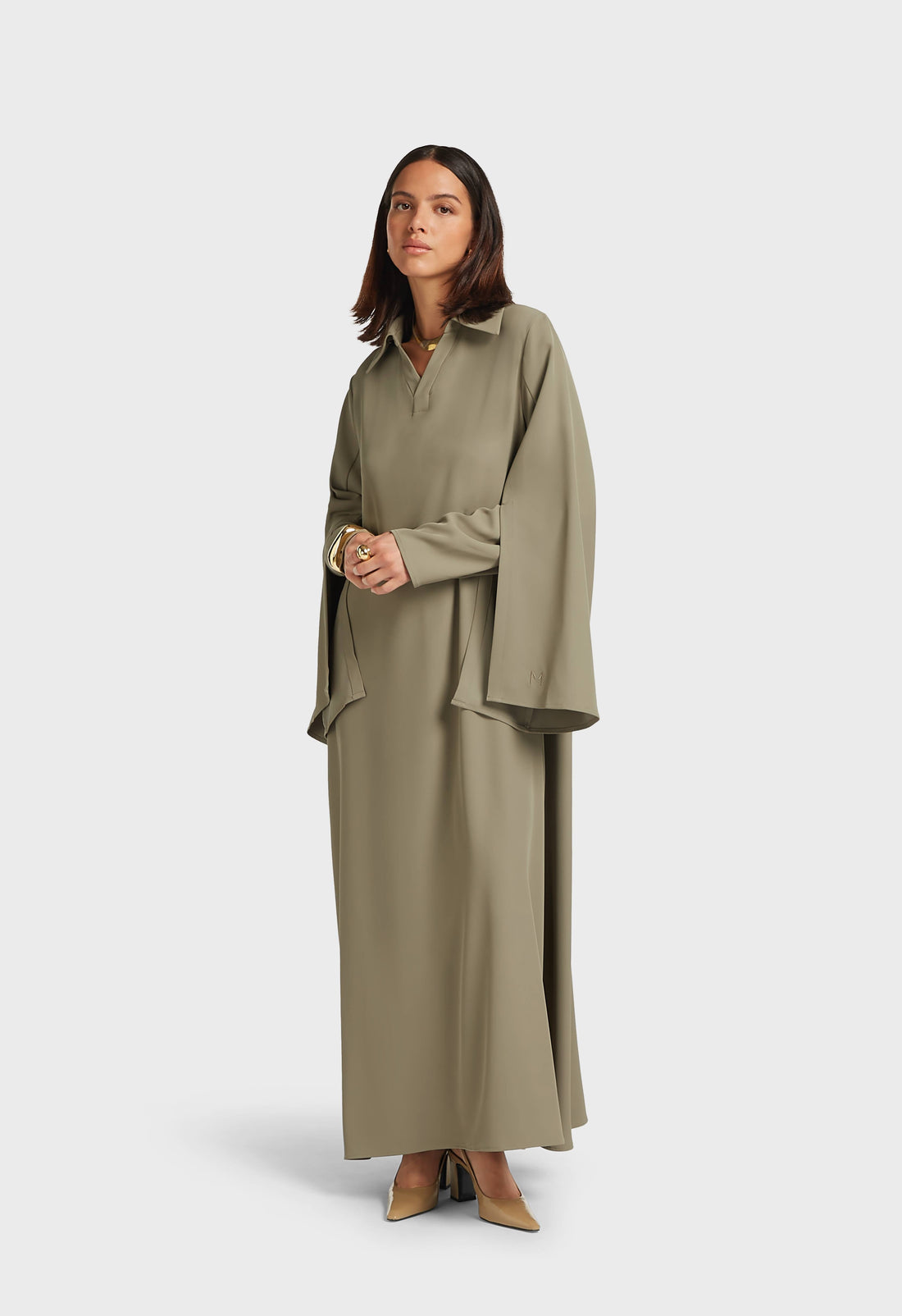 Kleid mit doppelten Ärmeln | Wüstebraun