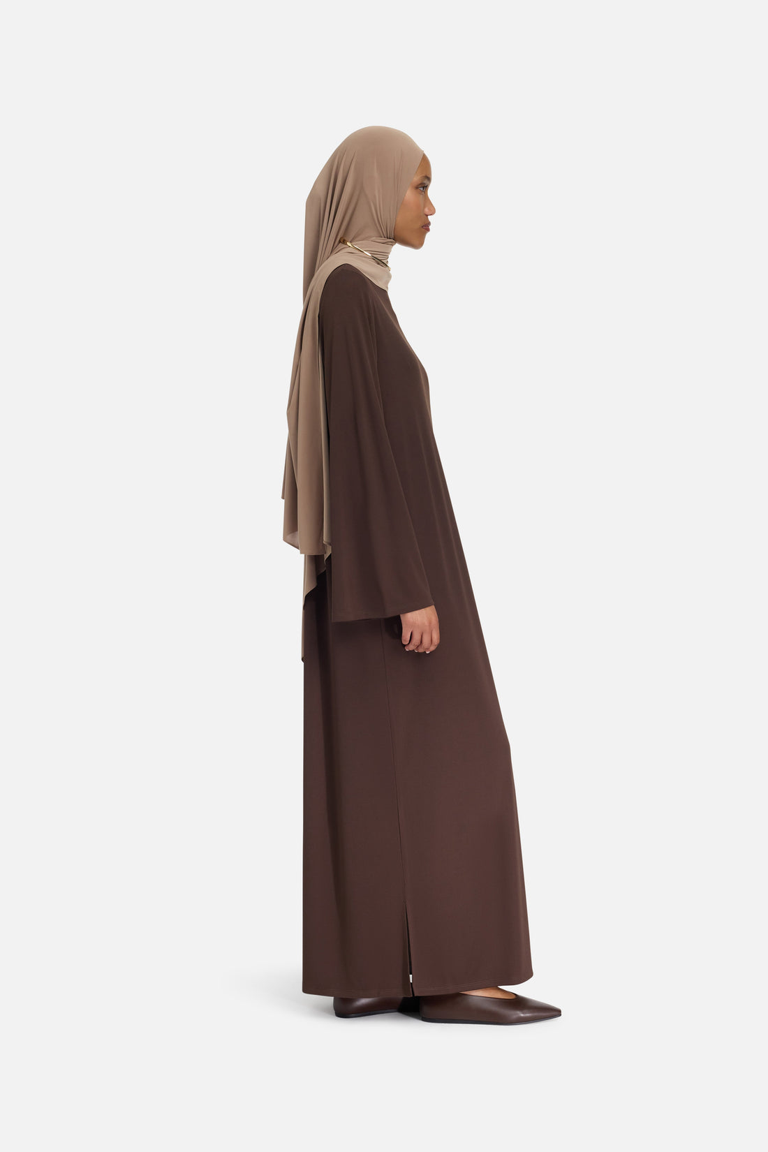 Essentielles kurzes Jerseykleid | Dunkelbraun