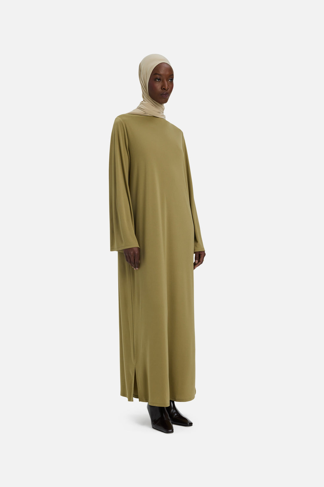 Kurzes Jerseykleid | Olive
