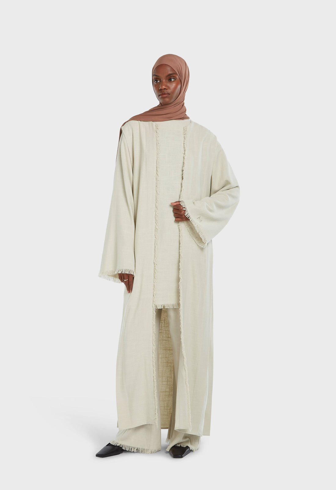 Ausgefranster Saum Abaya | Light Storm