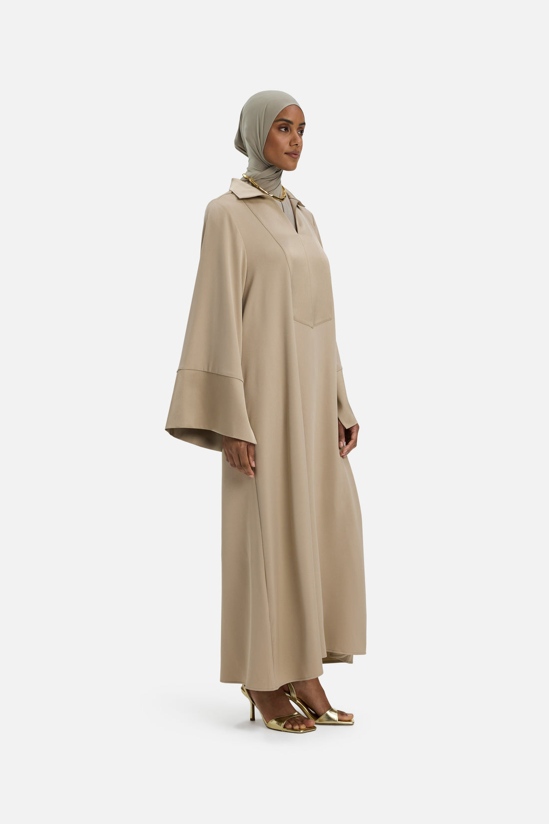 Kurzes Kaftankleid | Mokka