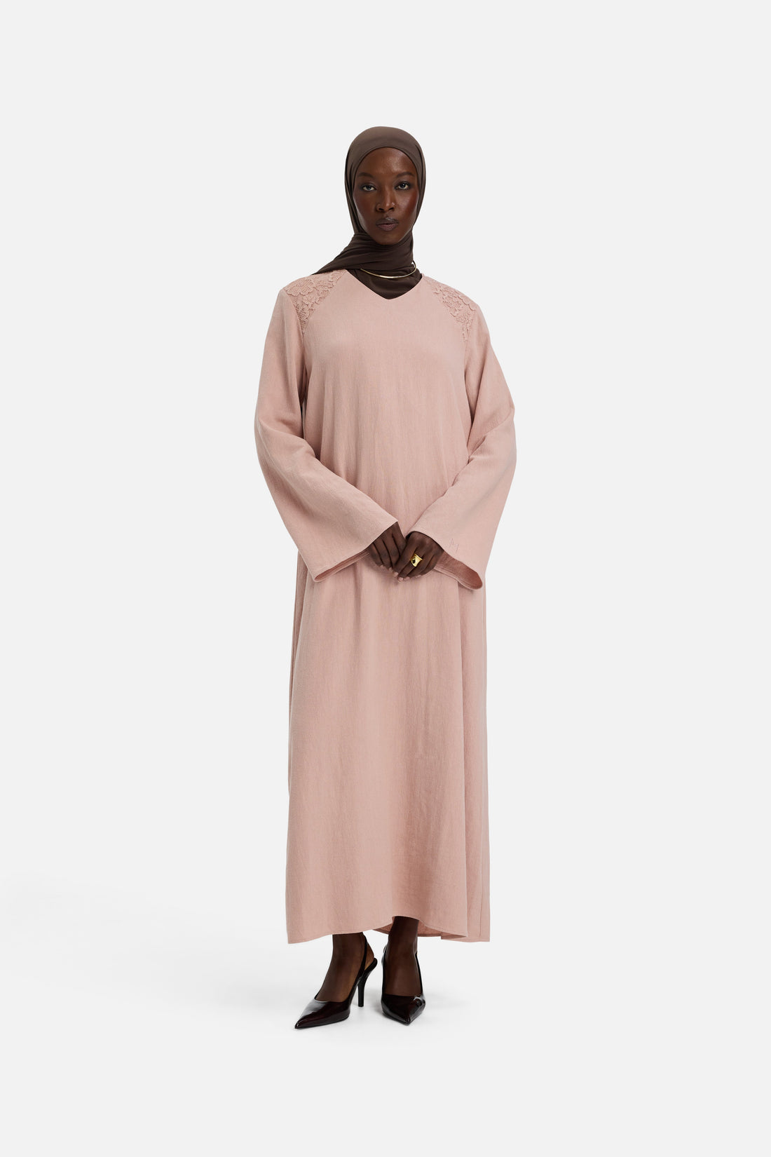 Spitzenbesatzkleid | Deep Rose