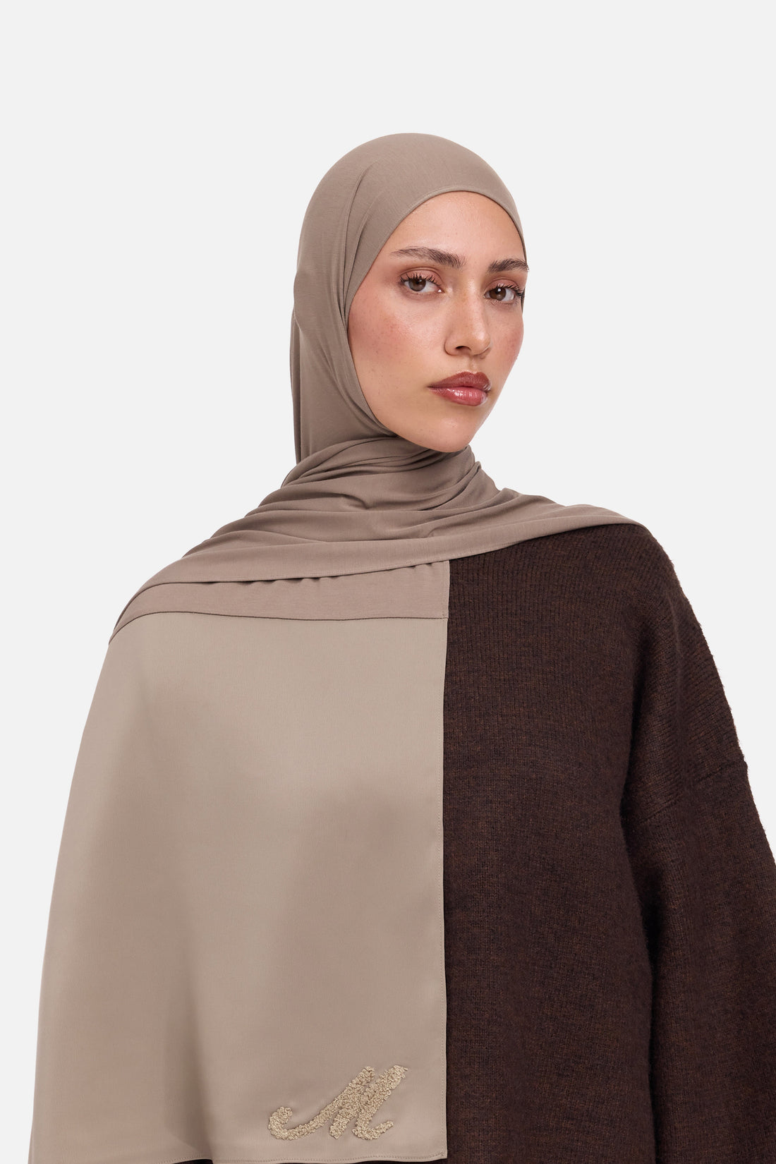 Logo Satin Edge Bambus-Schal | Khaki