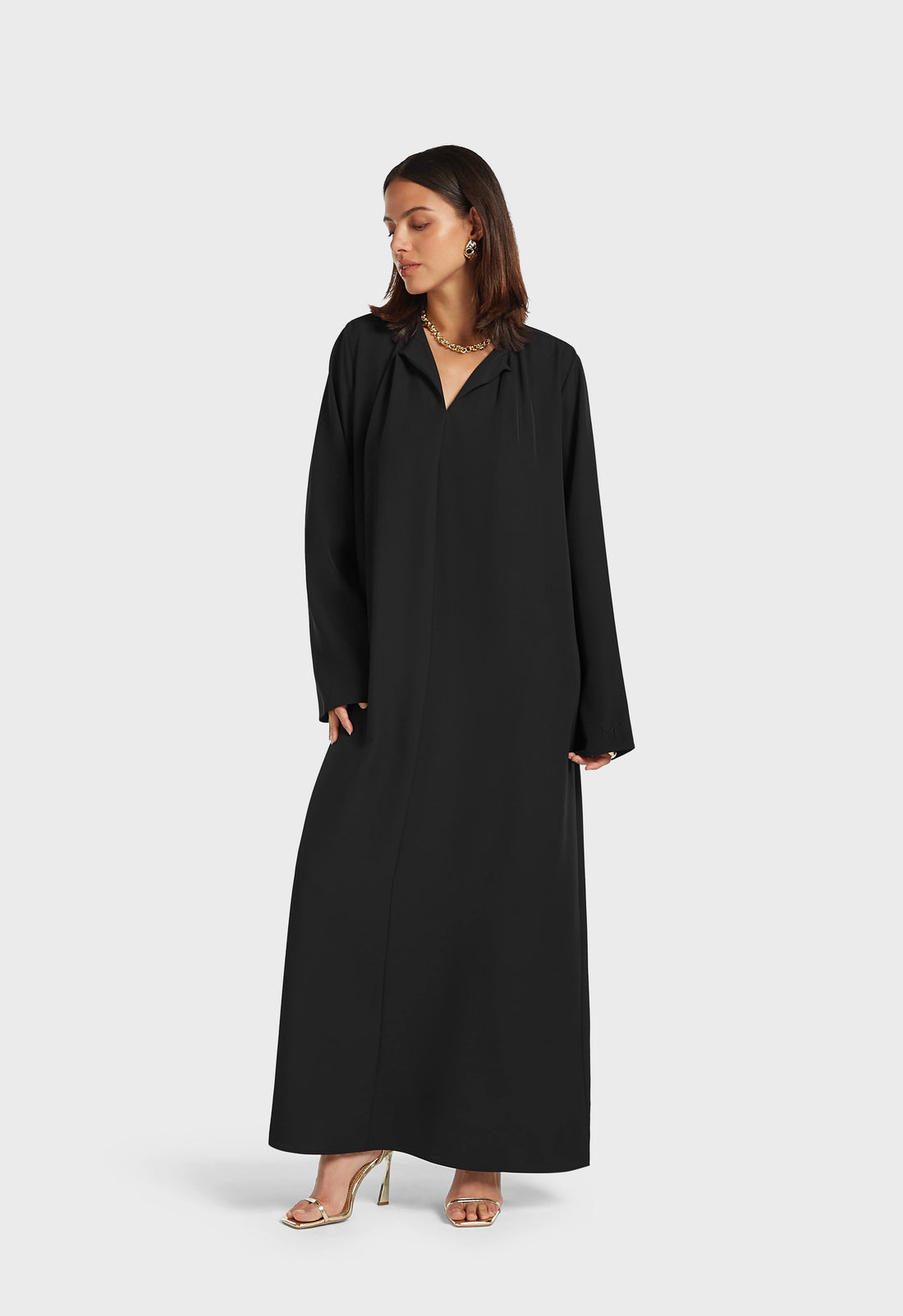 Plissiertes Neckholder-Kleid | Schwarz