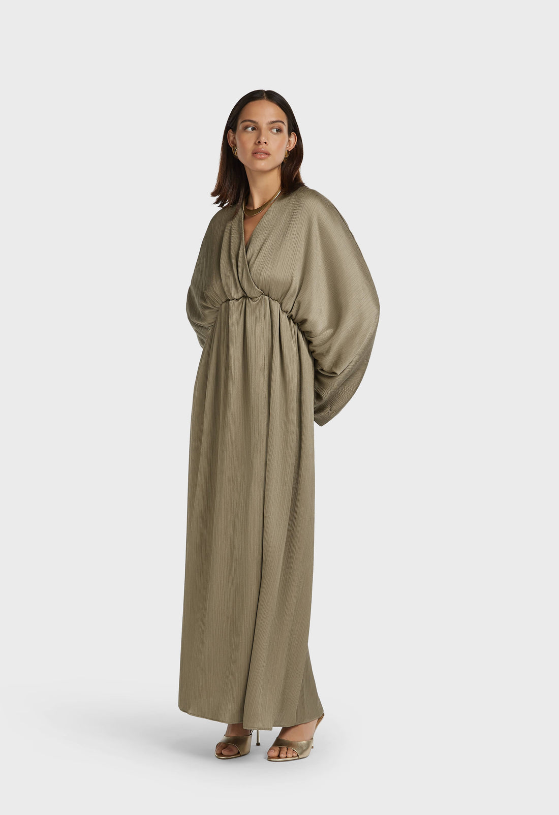 Faltenkleid mit Raffungen | Wüstenbraun