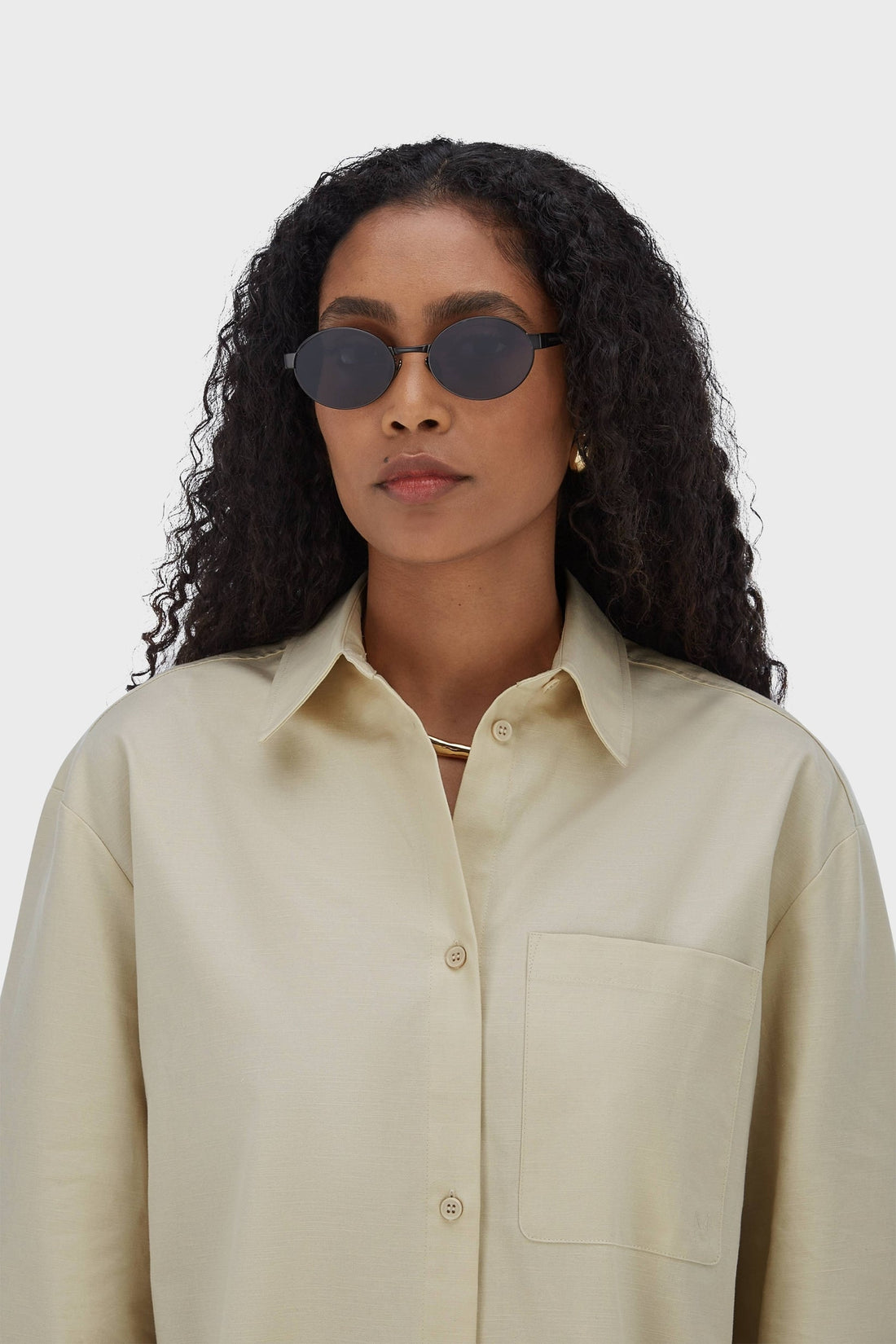 Ovale Sonnenbrille | Schwarz