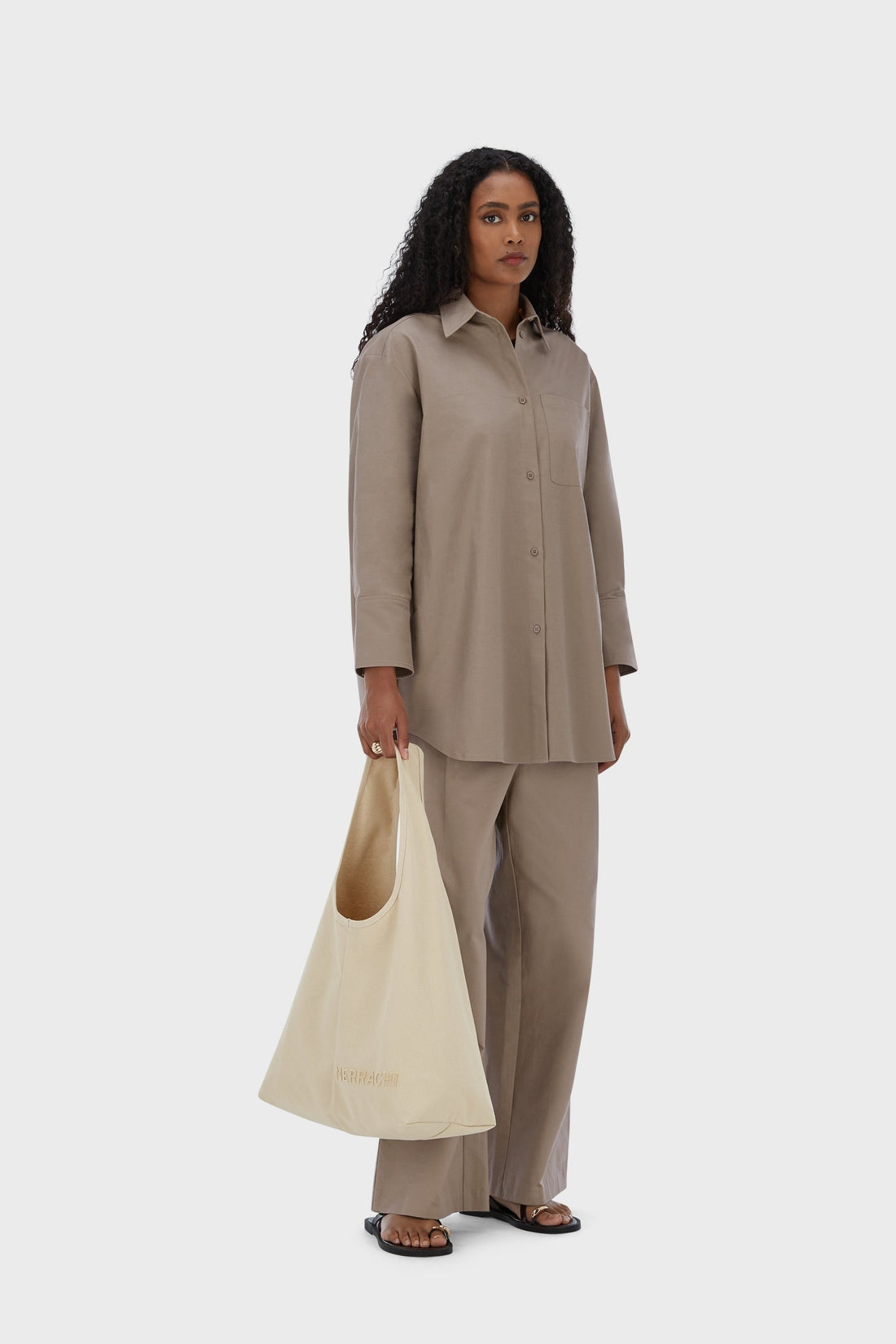 Ovale Cabas-Tasche | Soft Taupe