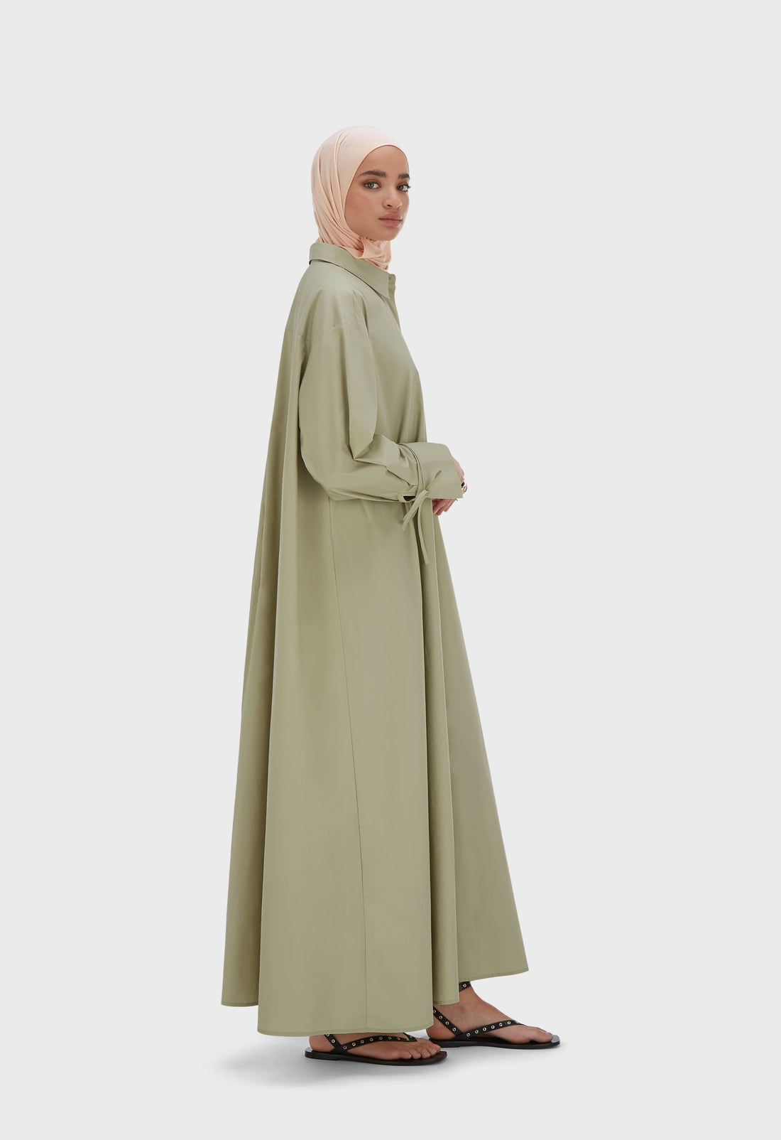 Popeline-Kleid | Moss Gray