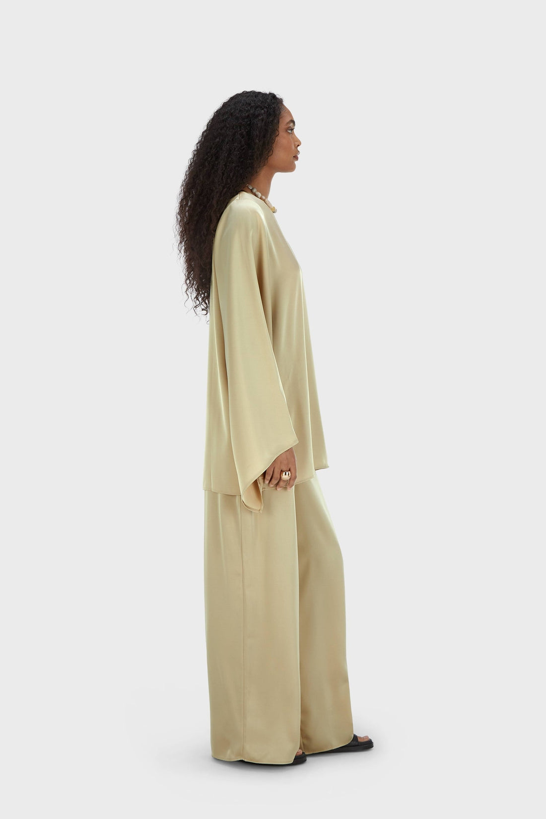 Satinhose mit weitem Bein | Brown Rice