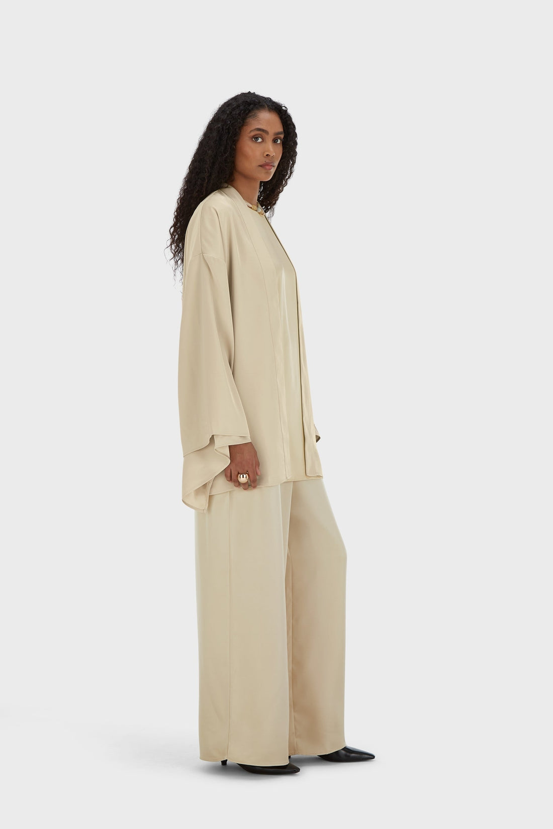 Kurze Satin-Abaya | Brauner Reis