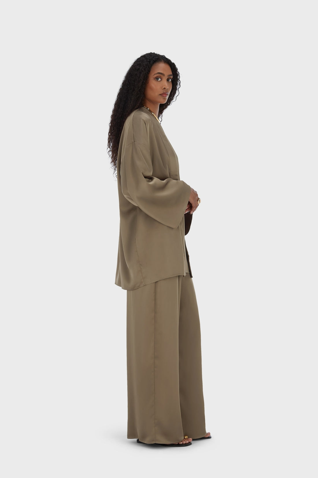 Kurze Satin-Abaya | Taupe