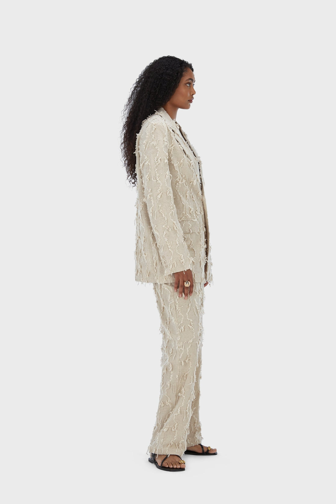 Sommer Blazer aus geschnittener Baumwolle | Natur