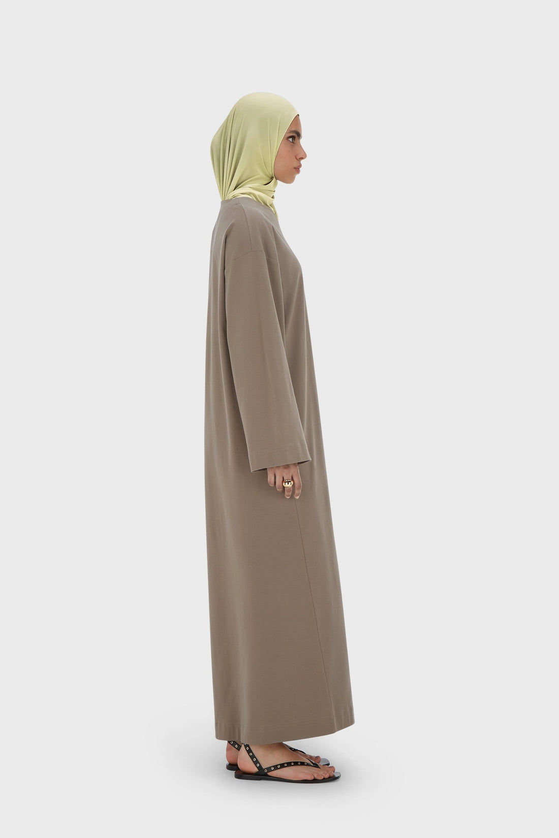 Sommer Jersey Kaftan Kleid | Taupe