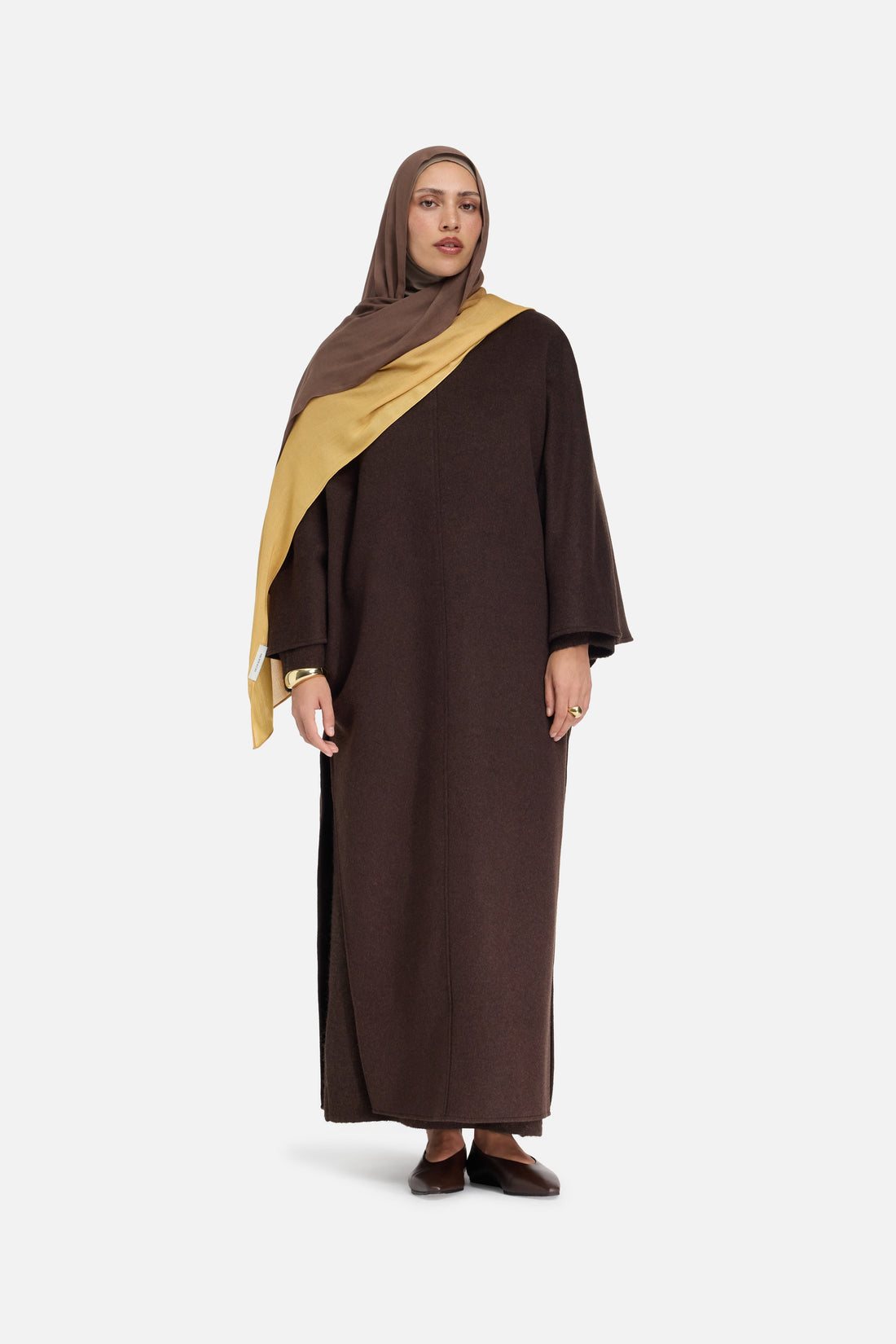 Wollmischgewebe Kleid | Dunkelbraun